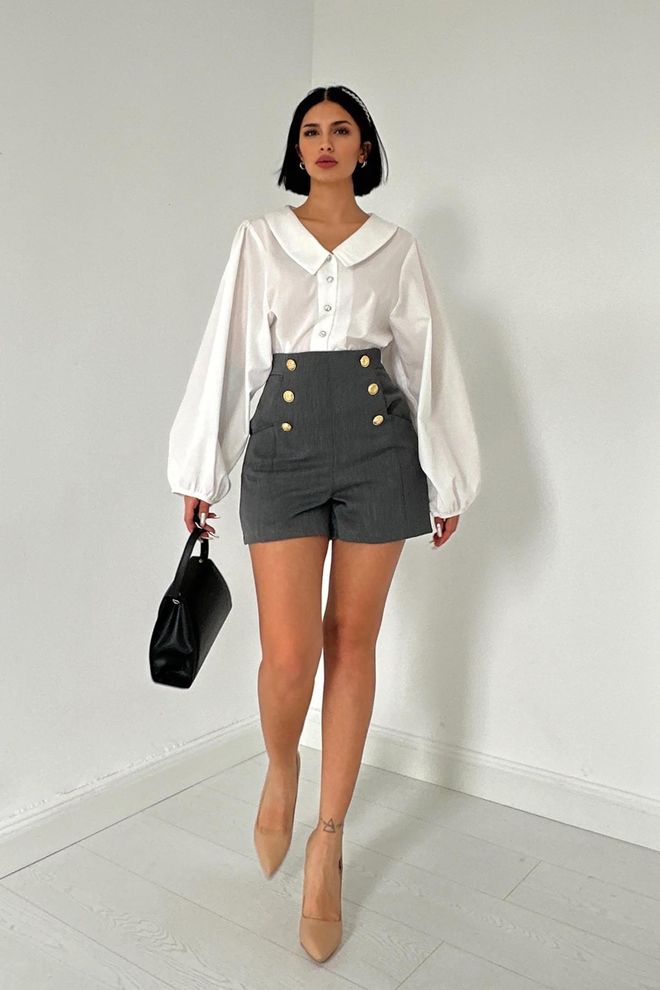 Short Tailleur Charme Gris