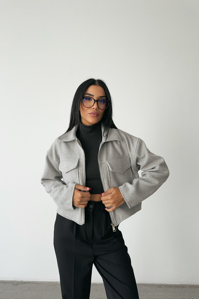 Veste Zippée Minimaliste Grise