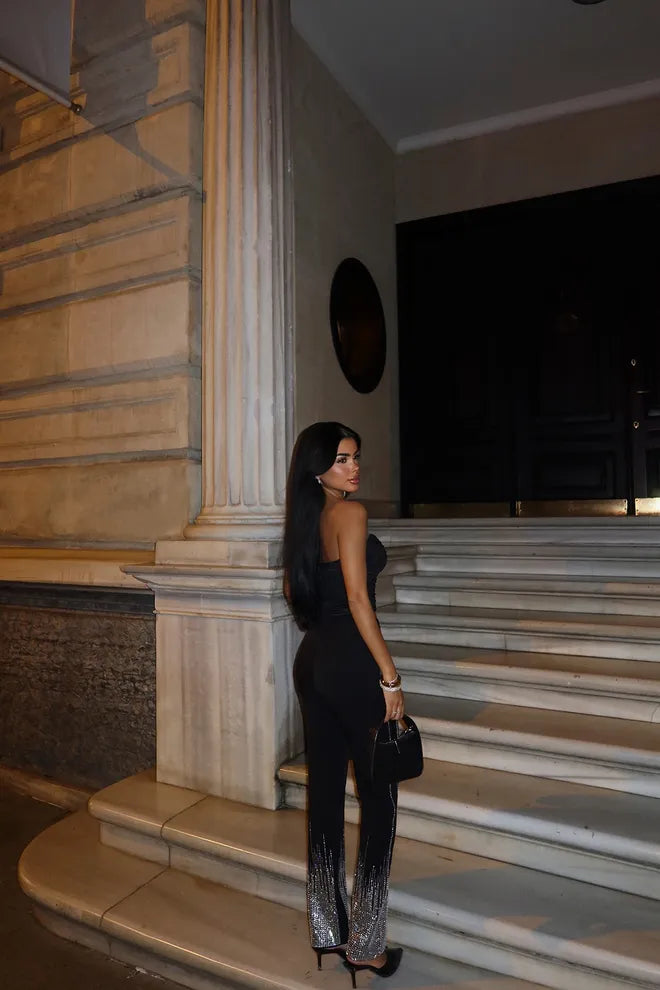 Pantalon Noir Strassé Glamour
