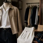 Comment s habiller : coupe & couleurs en dressing, chemise ouverte et jean brut