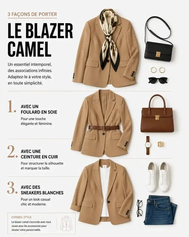 Accessoires pour accompagner un blazer camel