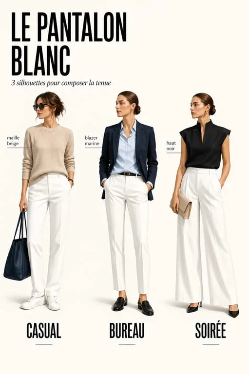 Idées de tenu avec pantalon blanc pour bureau, week-end et soirée