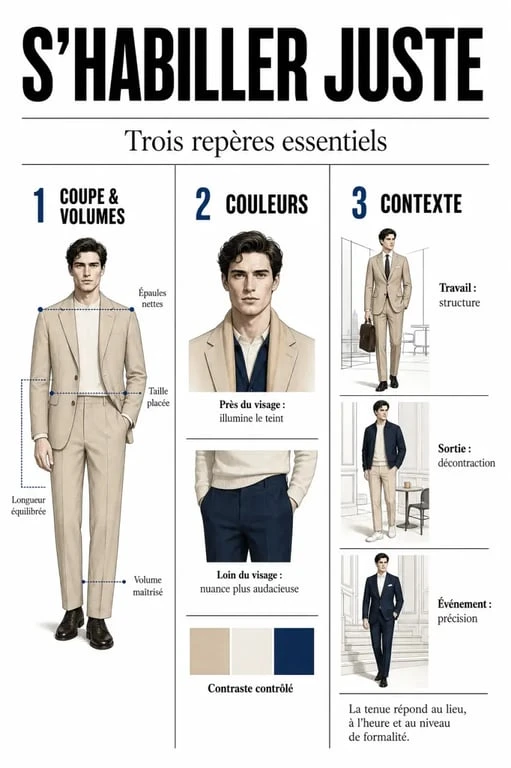 Comment s habiller : repères visuels pour choisir la coupe, les couleurs et le niveau de formalité