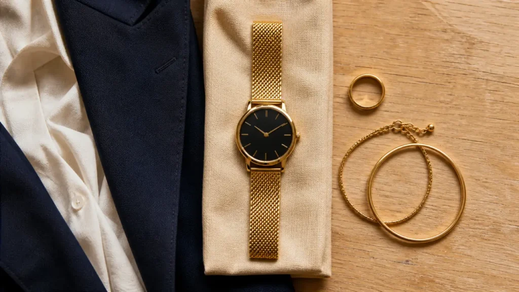 Cadran noir, bracelet métal ou cuir : quelle montre dorée femme choisir ?