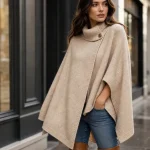 Poncho cape femme beige en maille : chaleur et élégance
