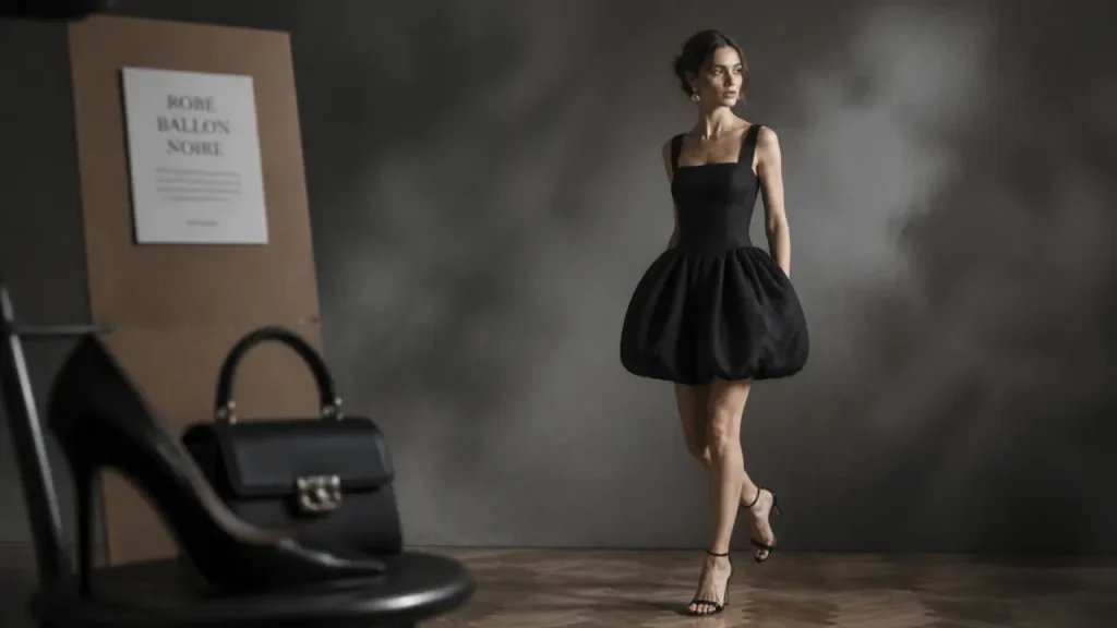 Robe ballon noire courte : le volume chic à vérifier avant d’acheter