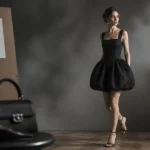 Robe ballon noire courte chic