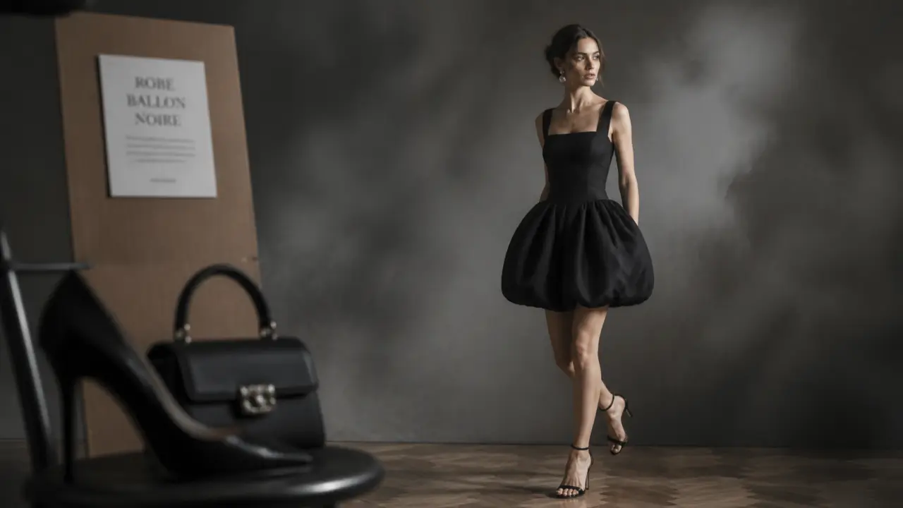 Robe ballon noire courte chic