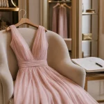 Robe ceremonie rose poudré en boutique, longue et courte