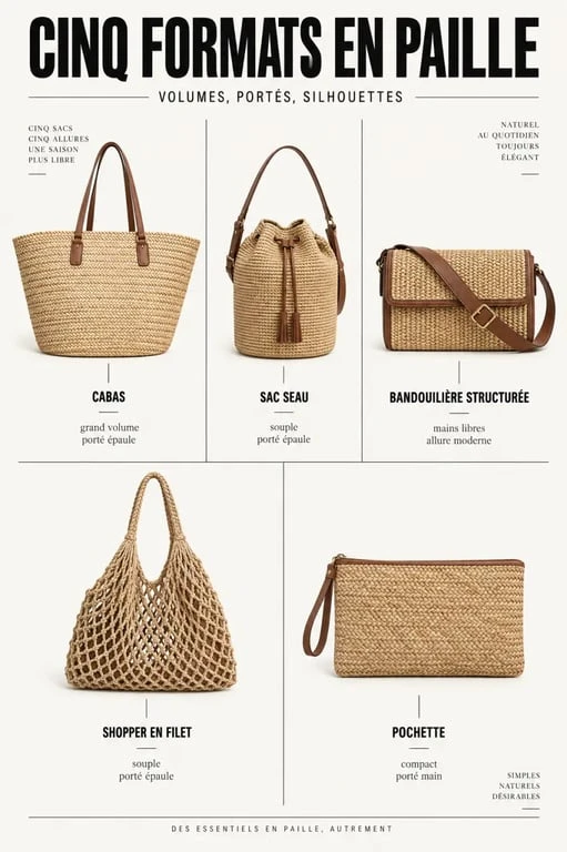 Formats de sac paille tendance du cabas à la pochette
