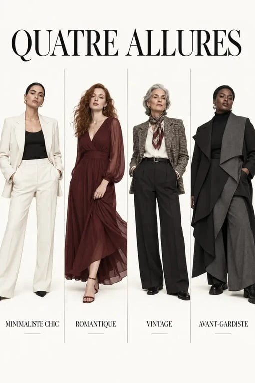Les quatre profils pour identifier quel est mon style vestimentaire : minimaliste chic, romantique, vintage et avant-gardiste