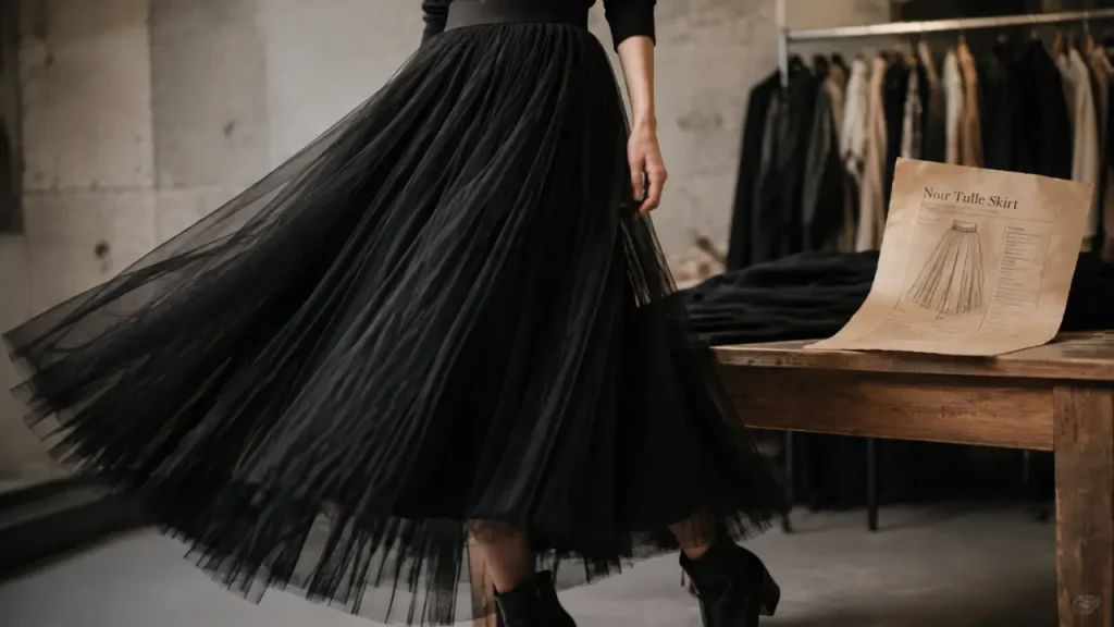 Pourquoi vérifier taille, prix et tombé avant d’acheter une jupe longue en tulle noir ?