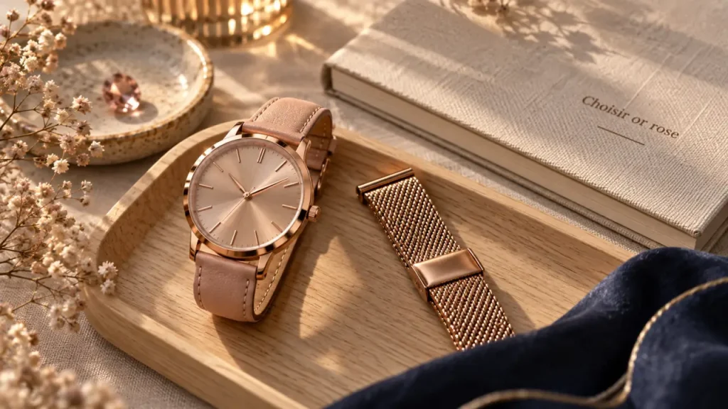 Les montres femme or rose combinent éclat discret et style facile à porter
