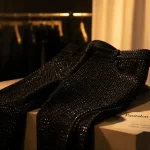 Pantalon strass femme taille haute coupe flare