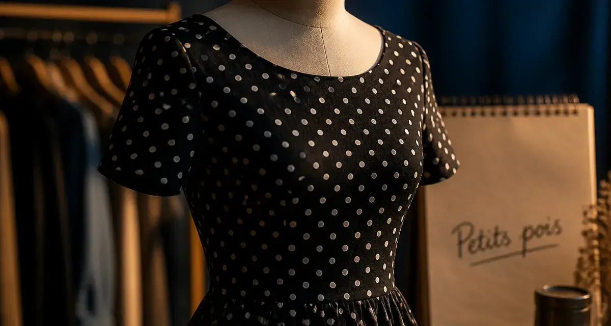 Robe petits pois midi en studio sur fond noir, motif polka dot