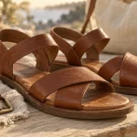 Sandales cuir marron cognac : maintien et confort en cuir