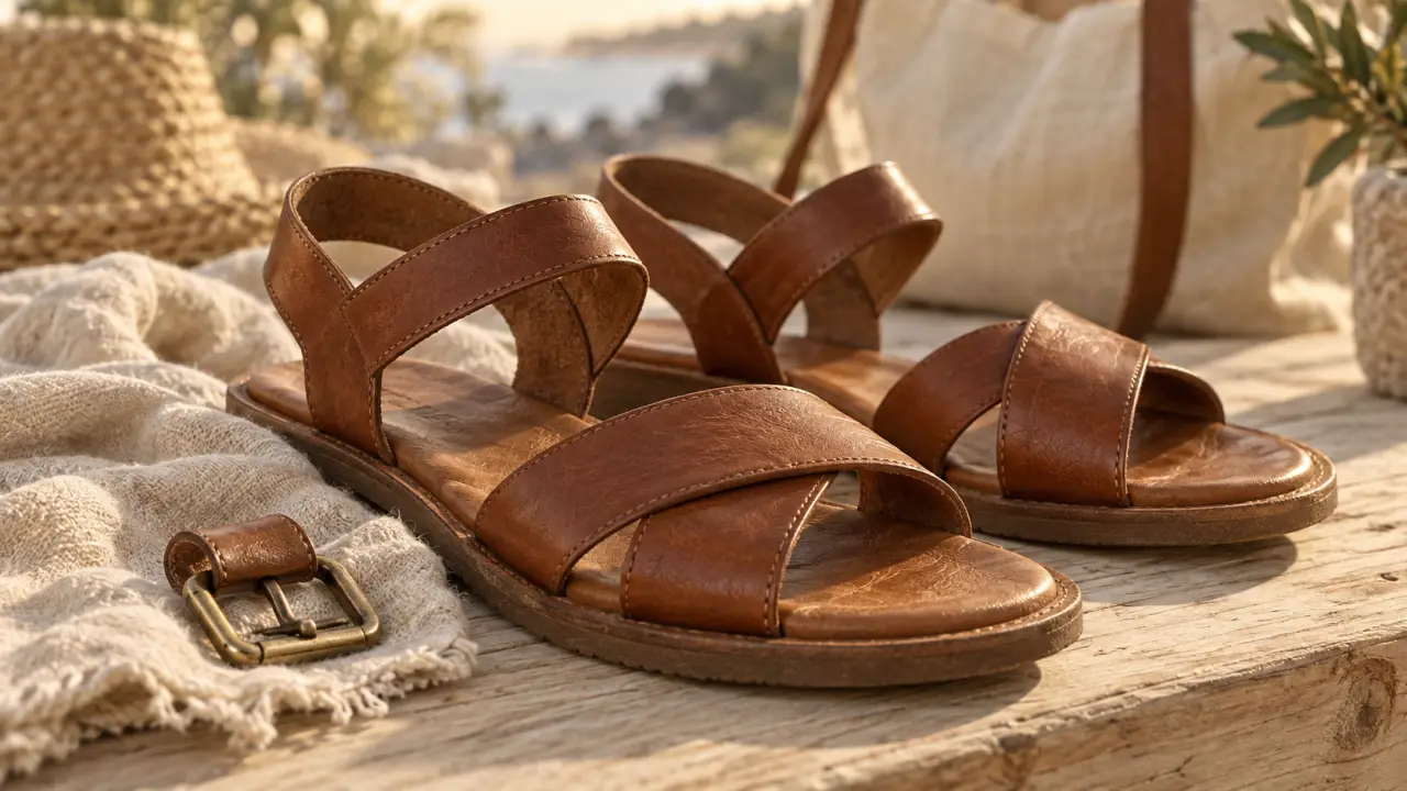 Sandales cuir marron cognac : maintien et confort en cuir