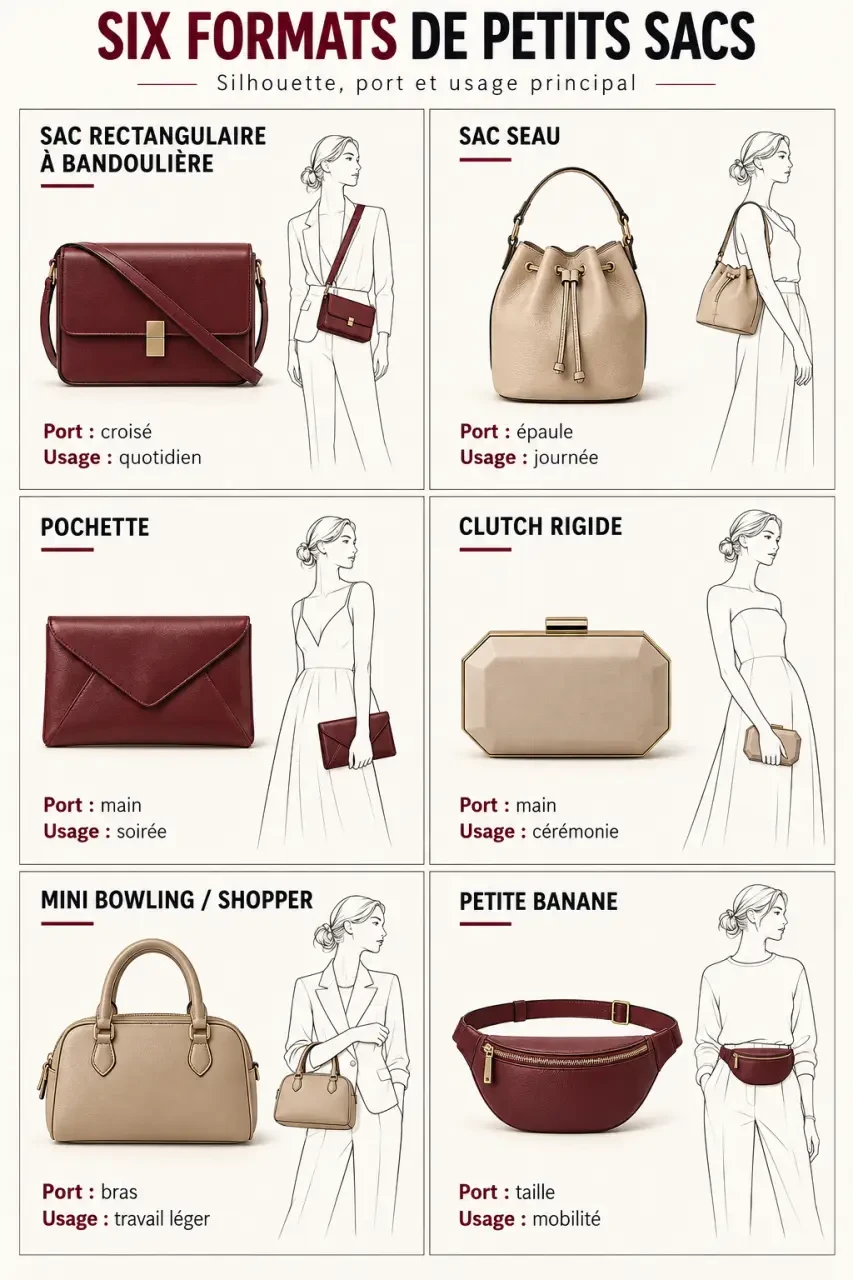 Petit sac à main : formats, modes de port et usages principaux